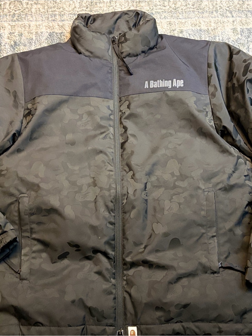 Bape  Down Jacket Coat A Bathing Ape Black 1st Camo Mens XL